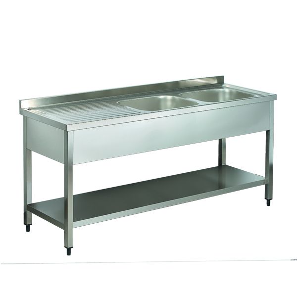 INOX FABRICS/SINK WITH 2 BOWLS (Right 600mm)-SNB616DR