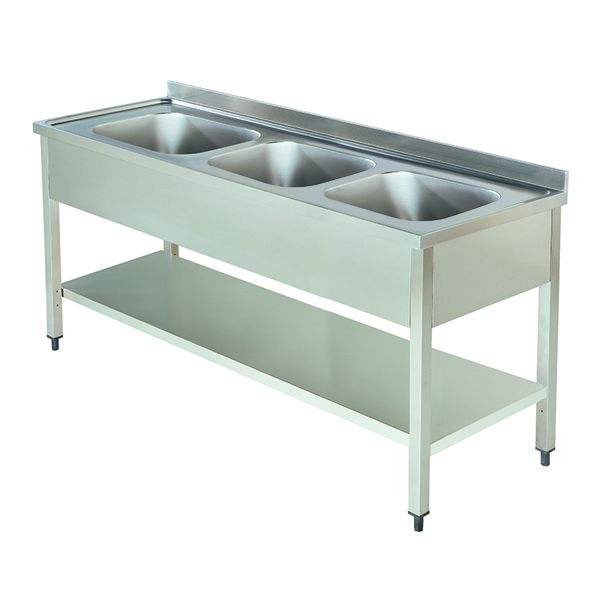 INOX FABRICS/SINK WITH 3 BOWLS (600 mm)-SNTB618D